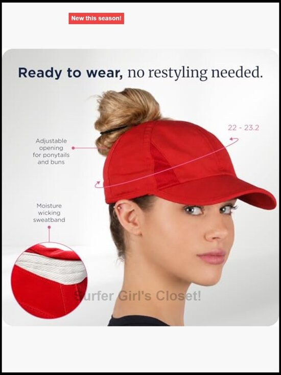Patented Ponytail Baseball Cap, Feather-Light Active Hat with Open Back